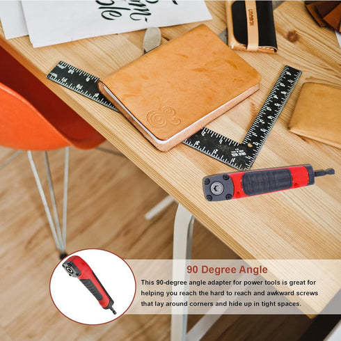 Right Angle Attachment Electric Screwdriver Repair 90 Degree Corner Device, Shockwave Impact Duty Right Angle Attachment (Red,black)...