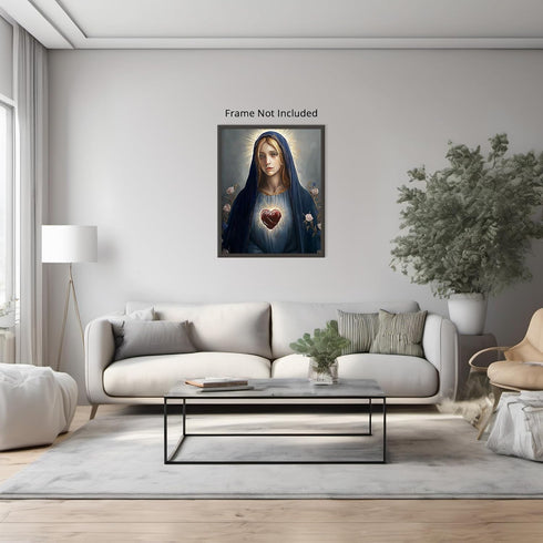 Posterizer 1 pcs-serene symbolic depiction of the Sacred Heart of Mary 1-Religious Posters Gift For Buddhism Meditation philosophy Fans- unframed ...