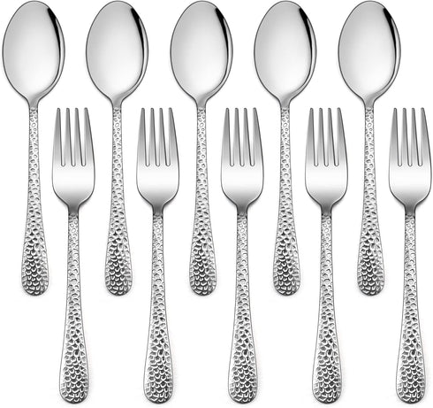 LIANYU 10-Piece Kids Silverware Set, Includes 5 Kid Spoons, 5 Kid Forks, Stainless Steel Toddler Utensils Children Flatware Set, Child Preschooler...