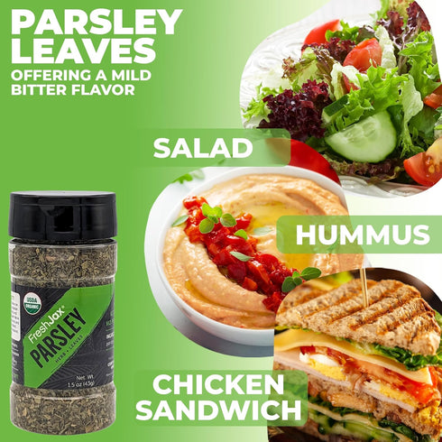 FreshJax Organic Parsley Leaves – 1.5 oz Bottle, Certified Organic & Kosher, Non-GMO, Gluten-Free, Keto, Paleo, No Preservatives – Dried Parsley H...