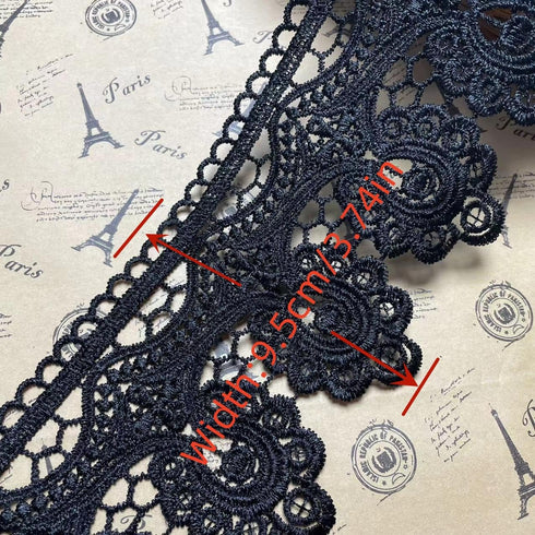 9.5CM Width Europe Floral Venise Pattern Inelastic Embroidery Trims,Curtain Tablecloth Slipcover Bridal DIY Clothing/Accessories.(2 Yards in one P...
