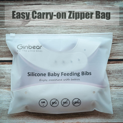 Ginbear Silicone Bibs for Babies, Waterproof Baby Feeding Bibs with Food Catcher Pocket, Adjustable Silicon Bibs for Toddlers (Dark Sage/Almond)...