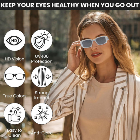 Yogo Vision Trendy Small Rectangle Sunglasses for Mens and Women Retro Fashion Sunnies...
