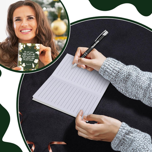 Geyee 24 Pcs Mini Motivational Pens Inspirational Notepads Bulk Appreciation Gifts Small Journals Funny Ballpoint Pen Set for Student School Prize...