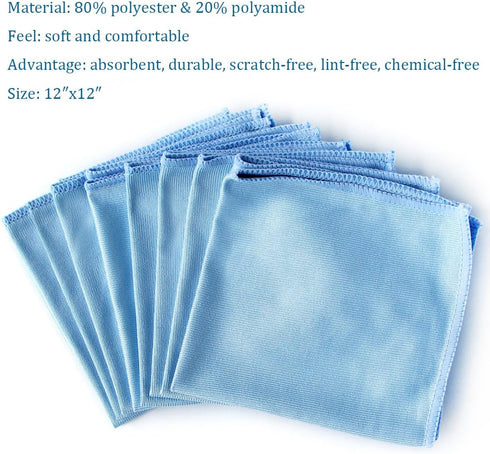Auto Care Microfiber Glass Cleaning Cloths Towels for Windows Mirrors Windshield Computer Screen TV Tablets Dishes Camera Lenses Chemical Free Lin...