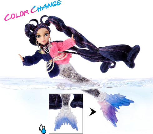 MERMAZE MERMAIDZ™ Winter Waves Nera™ Mermaid Fashion Doll with Color Change Fin, Glitter-Filled Tail and Accessories...