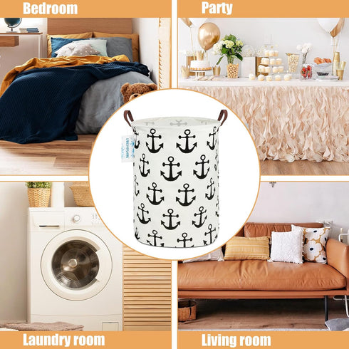LANGYASHAN Laundry Basket Canvas Fabric Collapsible Organizer Basket for Storage Bin Toy Bins Gift Baskets Bedroom Clothes Children Nursery Hamper...