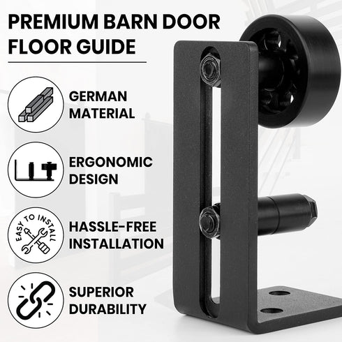 Barn Door Floor Guide - Sliding Barn Door Floor Guide for Bottom Adjustable Roller 8-Setup Options - Quiet Operations, Flush Design with Felt Stri...