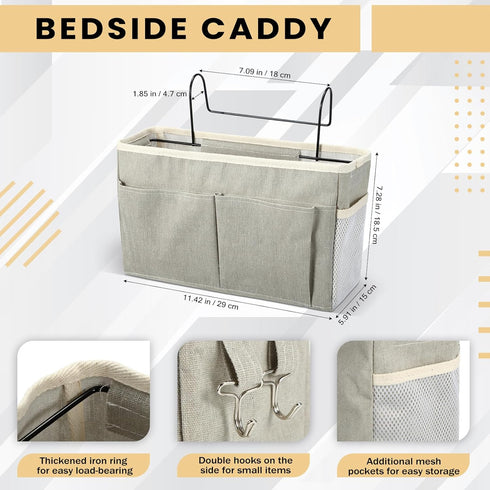 2 Pcs Bedside Caddy Storage Organizer, Hanging Mesh Bag with Pockets for Dorm Bedside Holder Storage Basket for College Bathroom Dorm Rooms Hospit...
