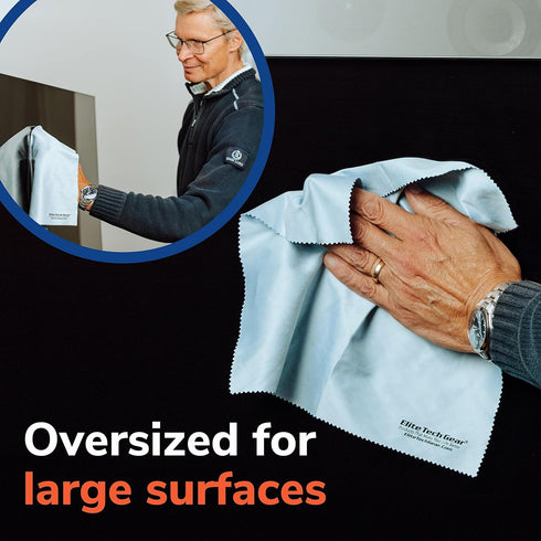 Elite Tech Gear 4-Pack Microfiber Cloth Set - 12"x12" Oversized Washable & Durable Wipes for Glasses, Lenses, Electronics & Screens - Glasses Clea...