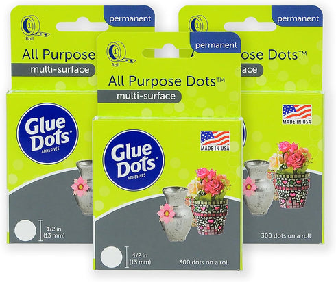 Glue Dots, All Purpose Dots, Permanent, Multi-Surface, Double-Sided, 1/2", 5 Inch, 900 Dots, DIY Craft Glue Tape, Sticky Adhesive Glue Points, Liq...