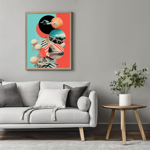 Posterizer 1 pcs-sci-fi abstract planets collage-Landscape & Nature Art-Abstract & Modern Art-Gift for Nature, Surfers and Beach Lovers- UNFRAMED ...