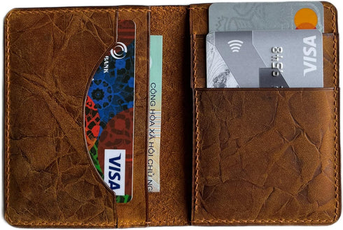 Handmade Leather Wallet for Men with Front Pocket Credit Card Holder with Unique Pattern - Slim Minimalist Wallet for Men - Small Card Case - Gift...