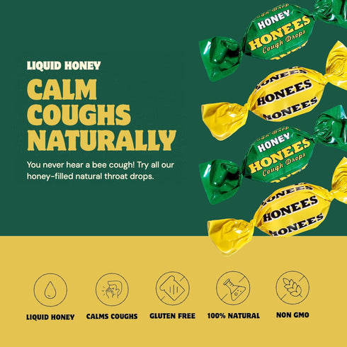 Honees Honey Filled Drops, Variety Pack (Honey and Honey Lemon)-Natural Sore Throat Relief - Throat Lozenges, Nothing Artificial - Non-GMO, Gluten...