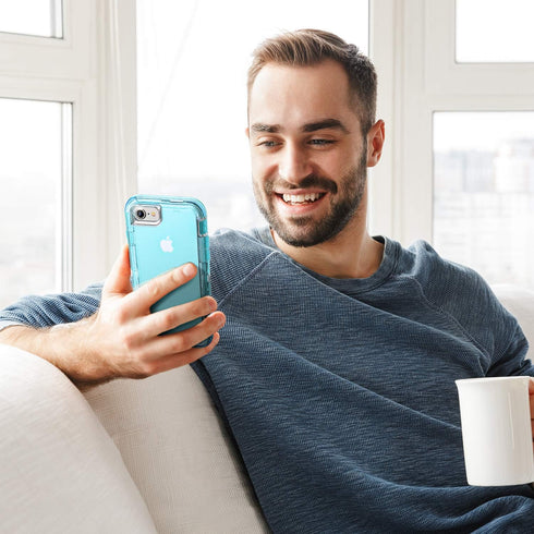 ORIbox Crystal Blue Case for iPhone 8, SE 2022, 7: Heavy Duty Shockproof Anti-Fall Clear Case with Camera Protector...