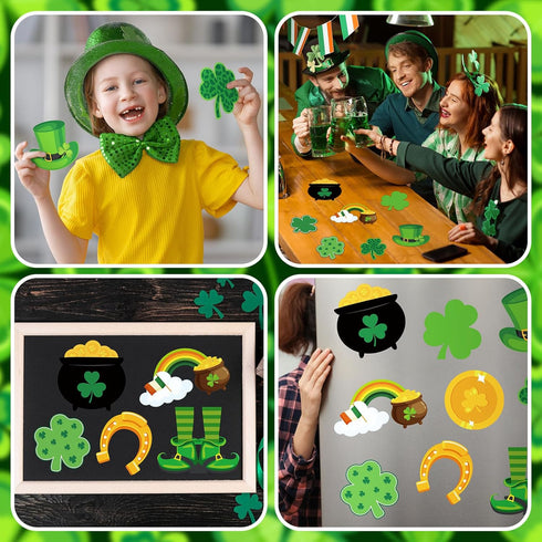 200 Pcs St Patrick's Day Shamrock Cutouts St Patrick's Day Bulletin Board Decor with 400 Shamrock Cartoon Irish Lucky Green Paper Cut Outs for St ...