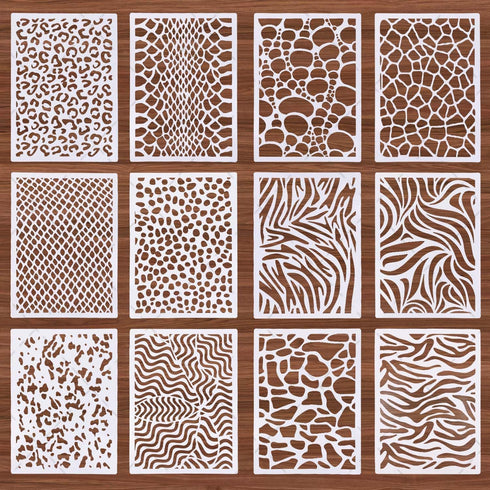 12 PCS Stencils for Crafts Reusable Densely Patterned Cool Painting Stencil Set,8''*5.9''Plastic Painting Stencils for Scrapbooking Cookies Tile F...