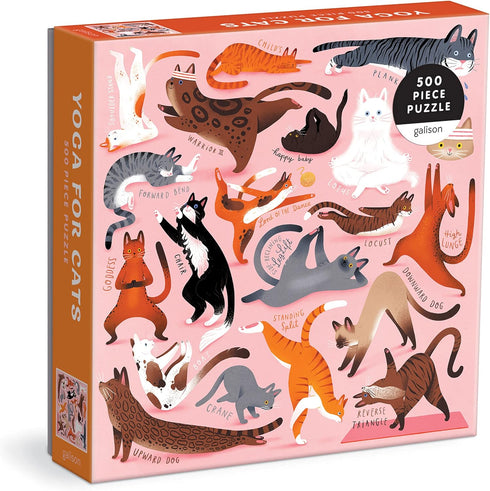 Galison Yoga for Cats 500 Piece Puzzle from Galison - 20" x 20" Jigsaw Puzzle, Bright and Bold Artwork, Thick and Sturdy Pieces, for Cat Lovers!...