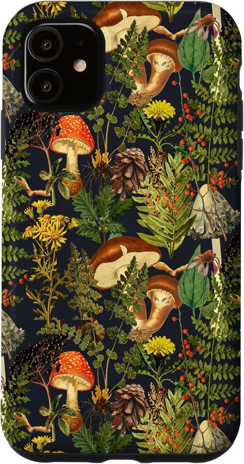 iPhone 11 Mushroom woodland scene elderberries fungi nature shrooms Case...