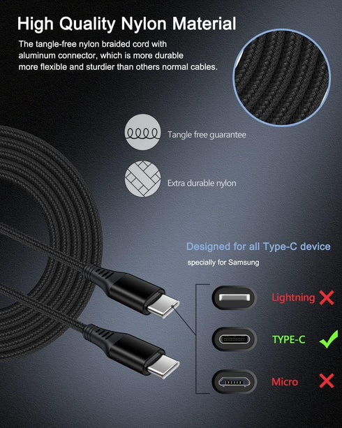 Fast C Type Charger for Samsung Galaxy A15 5G A14 S24 S23 S22 S22+ S21 Ultra 5G S20 S10 Note 20 Tab S8 Google Pixel 8 7 Pro 7, 20W PD Wall Plug+30...