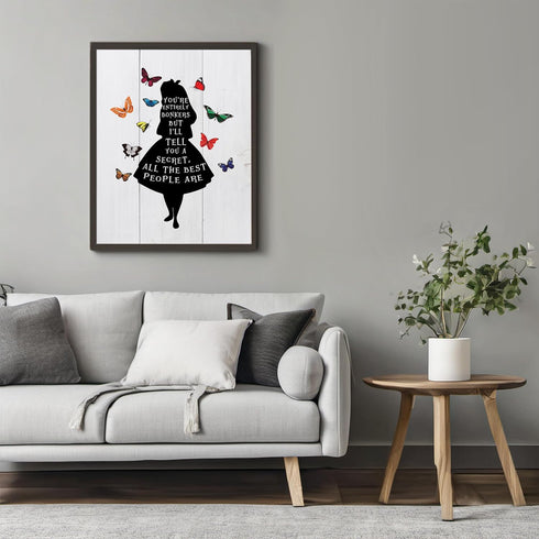 Posterizer 1 pcs-You're entirely bonkers-Alice in Wonderland quotes-Movie & Cinema Art-Gift for movie lovers-Gift for Men Women Entrepreneur Teens...