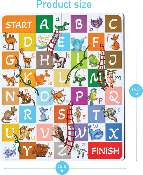 ABC Zoo Chutes and Ladders Board Game, Language Development Toy, Alphabet Learning Activity for Kids Ages 4+ Players 2-4...