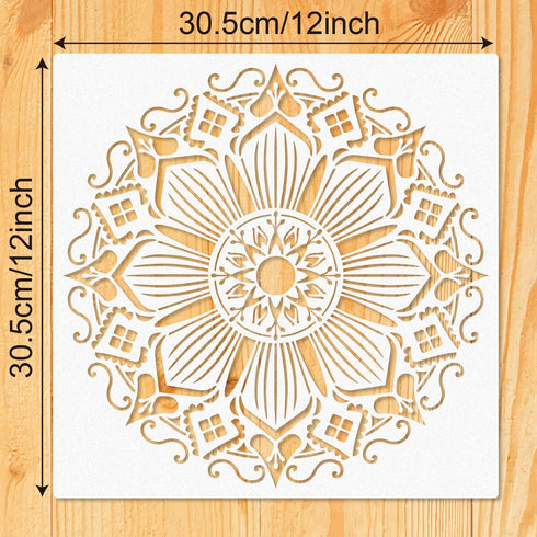 9 Pack 12 x 12 Inch Large Rangoli Stencils Mandala Stencil Laser Cut Painting Template for DIY Art | Wall Stencil, Tile Stencil, Floor Stencils - ...