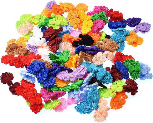 RayLineDo? Mixed 100pcs Traditional Chinese Knot Frog Buttons Closure Handmade Fabric Fasteners for DIY Sewing...