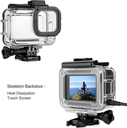 Skeleton Housing Case Side Open Housing Protective Case with Aluminum USB Pass Through Side Door Cover for GoPro Hero 9 10 11 12 Black - Charging ...
