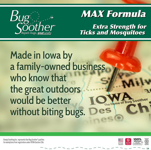 Bug Soother MAX - Natural Gnat, Tick, and Mosquito Repellent, 8 fl oz Bug Spray Deterrent - DEET-Free Safe for Adults and The Environment - Made i...