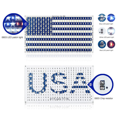 SMD Soldering Practice Kit,Solder Skill Training Learning Project SMT Components DIY American Flag 19X10cm (02DGQ01)...