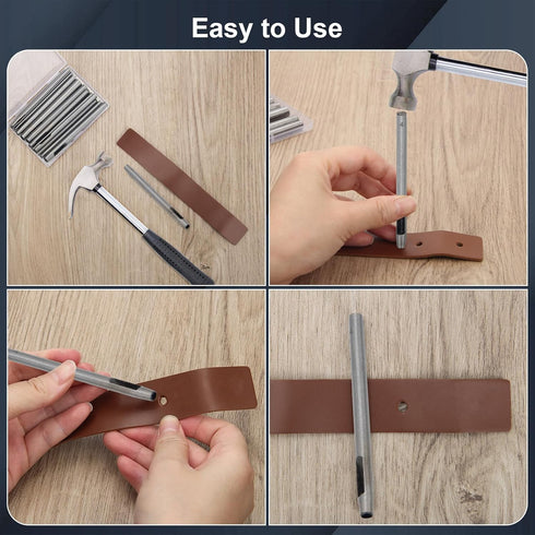 17 Pcs Round Leather Hole Punch Tool 0.5-7mm, Boyistar Metal Hollow Hole Punching for Leather Craft Punch Tools Set Round Hollow Tools for Belts, ...