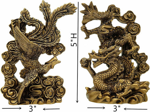 Betterdecor Feng Shui Chinese Dragon and Phoenix Statue Fgurine Decoration for Family Harmony,Love,Marriage Prosperity and Protection...