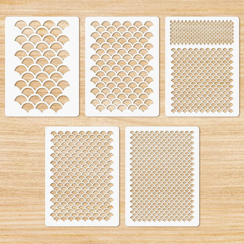 5Pcs Fish Scale Stencil, Face Painting Stencils Stencils Reusable Stencil Templates DIY Art Painting Templates for Make-up Stencils, Painting, Cra...