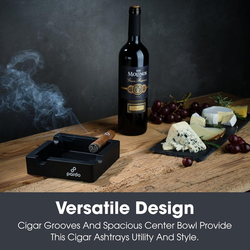 Pardo Cigar Unbreakable Cigar Ashtray for Outdoors- Large Ring Gauge Designed - Square Matte Black - Ideal for Large Cigars - Indoor/Outdoor Use -...