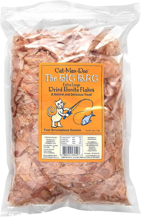 Cat-Man-Doo Extra Large Dried Bonito Flakes Treats for Dogs & Cats - All Natural High Protein Flakes - 4oz. / 112g Bag...