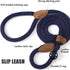 Mile High Life Slip Leads for Dogs | Heavy Duty Dog Training Leash | 6 Feet No Pull Slip Leashes w Leather Tip | Navy Rope Lead for Dogs Outside...