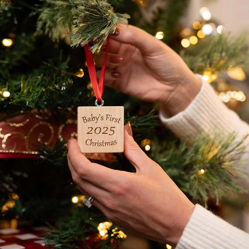 Palmetto Wood Shop - Baby’s First Christmas Ornament - Laser Engraved Baby Block, Baby Gifts, Personalized Christmas Ornament, Handcrafted in The ...
