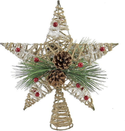 Kurt Adler 11-Inch Natural Star with Pinecones Treetop...