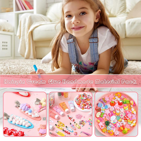Taginke 104 Pcs DIY Hairpin Kit, DIY Cream Glue Hair Clips with 3D Cartoon Accessories,DIY Keychain Pendants Set Gift for Women Girls (Set 1)...
