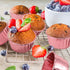 Rose Gold Foil Cupcake Liners,100 pcs Disposable Muffin Liners 3.5 Oz Wrappers for Baking, Metallic Muffin Paper Cases Baking Cups...