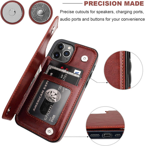 ONETOP Compatible with iPhone 12 Compatible with iPhone 12 Pro Wallet Case with Card Holder, PU Leather Kickstand Card Slots Case, Double Magnetic...