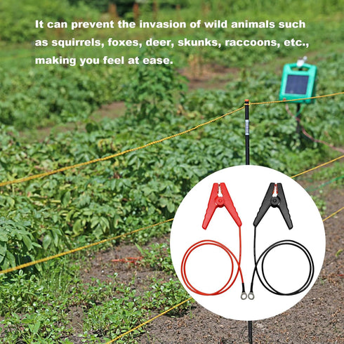 2Pcs Electric Fence Lead Wire Set with Alligator Clip, Solar Electric Fence Connector, Agricultural Electric Fence Wire Connect, Fencing System Wi...