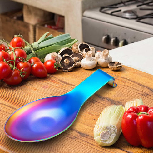 Homikit Rainbow Spoon Rest Holder for Kitchen Counter Stove Top, Stainless Steel Colorful Utensil Rest Ladle Spatula, Heavy Duty, Dishwasher Safe...