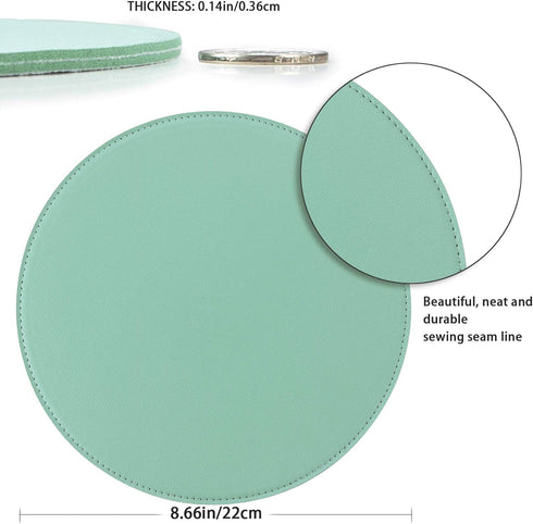 Round Mouse Pad,Non-Slip Mouse Mat with Premium Stitched Edge,Waterproof Thickened PVC Leather Mouse Pad for Office Work/Home/Decor-8.66"(Green,1 ...