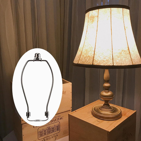 8 Inch Lamp Harp, Saangseon Dark Nickel Lamp Shade Harp Holder Replacement with Finial and Detachable 3/8 Saddle Base, Set of 2 DIY Lighting Acces...