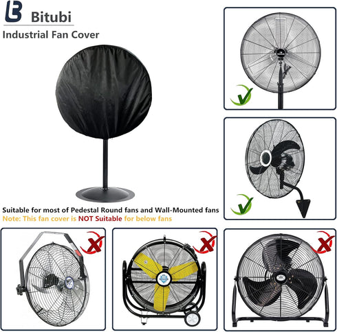 Industrial Fan Cover, Waterproof Outdoor Fan Covers, Compatible for 20-24 Inch Wall Mount Fan and Pedestal Fan, Heavy Duty 600D oxford Dustproof F...