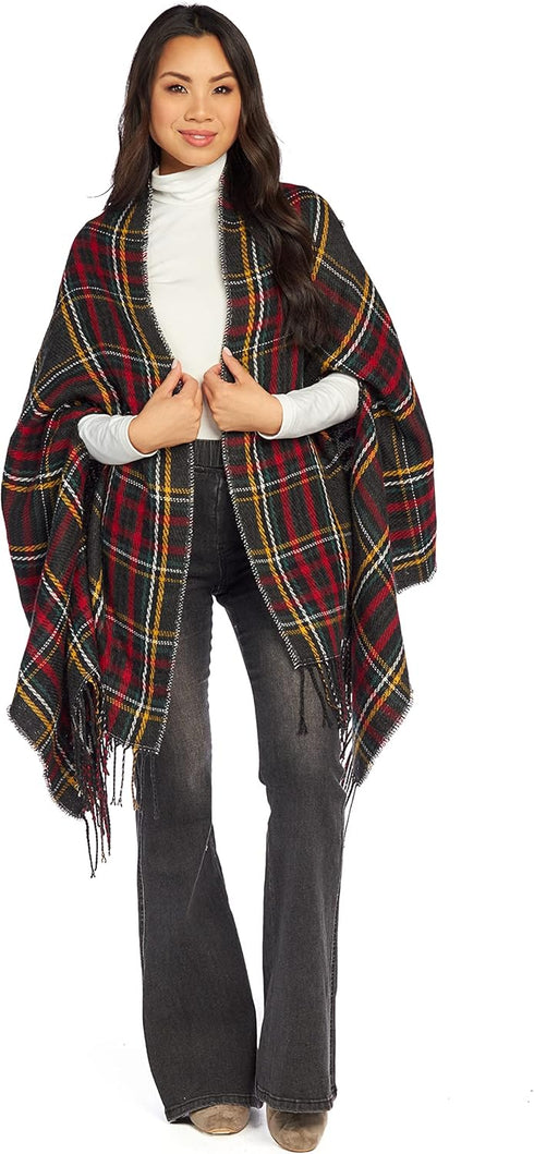 Mud Pie Reversible Tartan and Leopard Womens Scarf Wrap, One Size, Green...