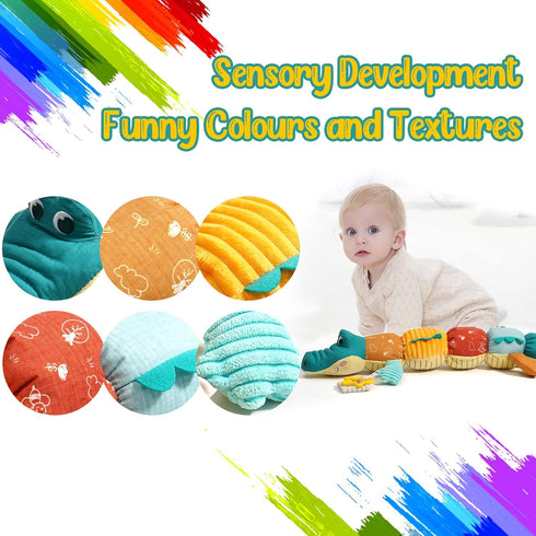 Tummy Time Toys 0-6 Months Baby Musical Stuffed Animal Infant Toys with Ruler Design, Rattle and Multi-Textures, 0-3-6-12 Months Newborn Toys for ...