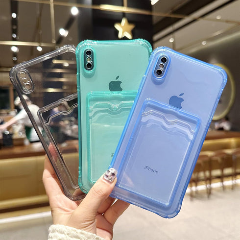 Compatible with iPhone X/XS Case, Clear Protective Card Slot Case, Slim Fit Soft TPU Shockproof Wallet Case with Cute Card Holder Pocket for iPhon...